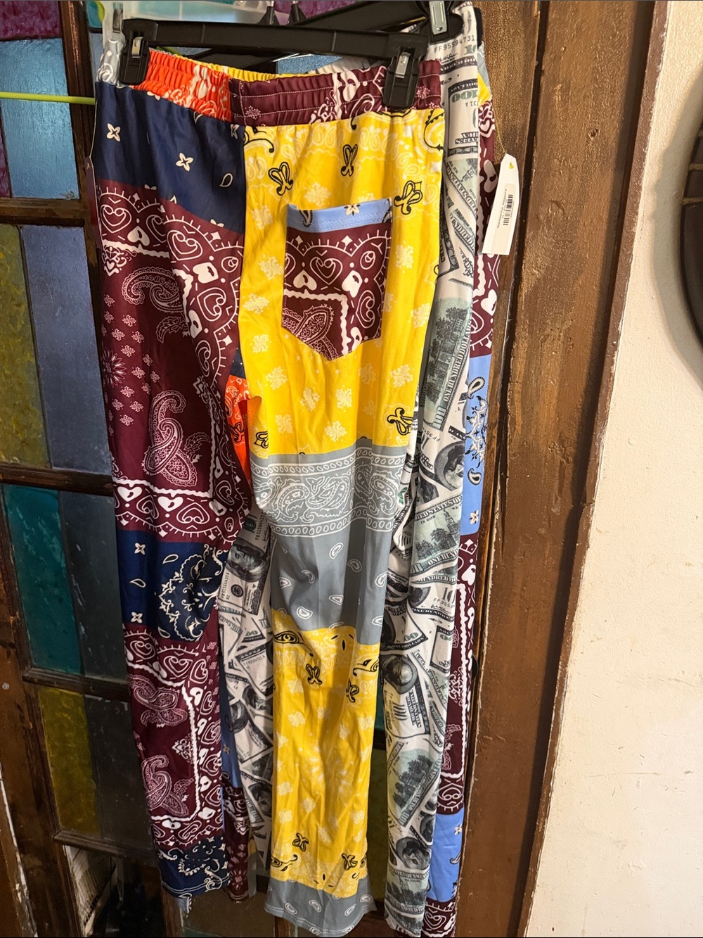 glam Patchwork Bandana Joggers - Yellow, Burgundy, Navy, Gray, Blue